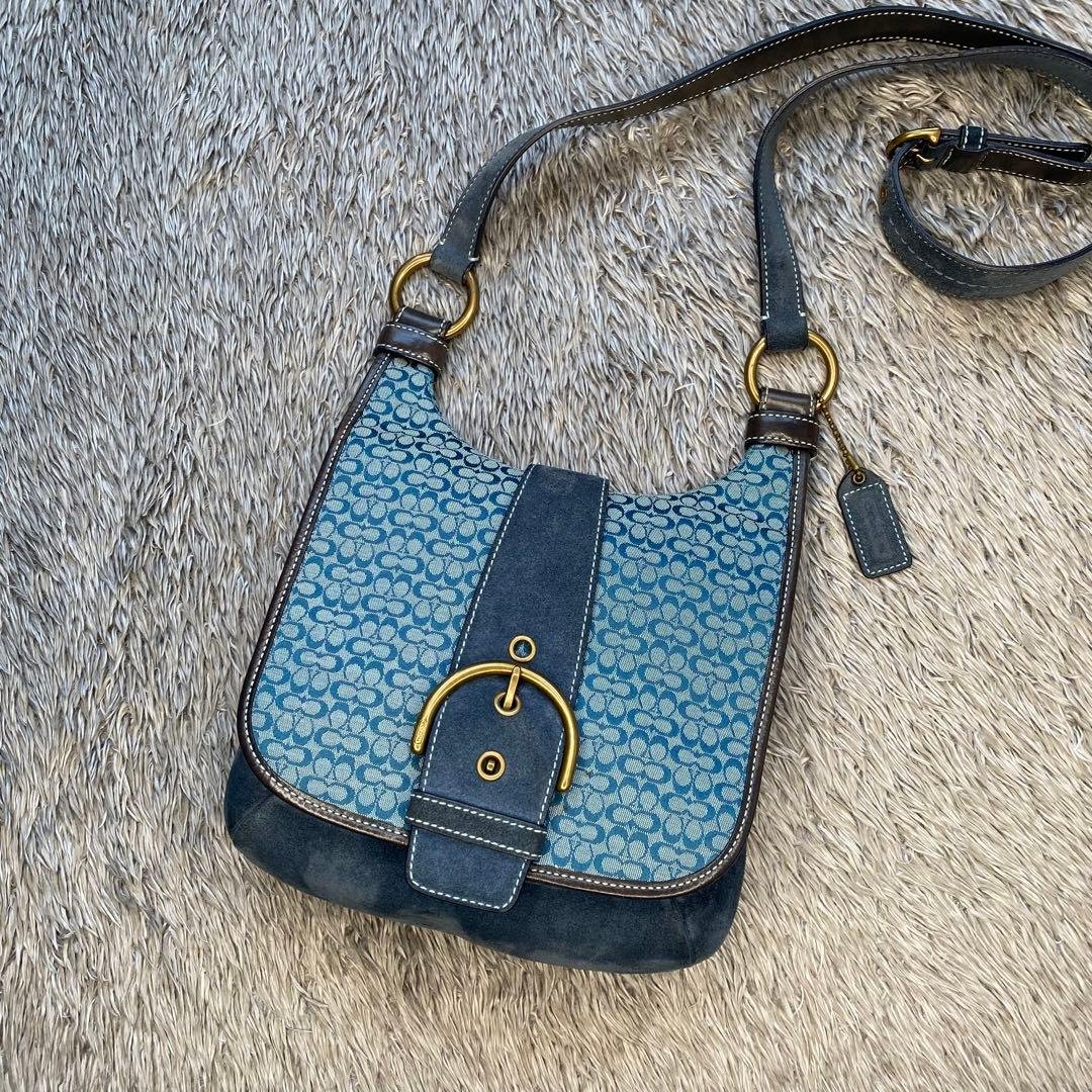 COACH コーチ ミニシグネチャー ショルダーバッグ ブルー スエード 楽天市場】スエード ブルー（ブランドコーチ）（バッグ・小物