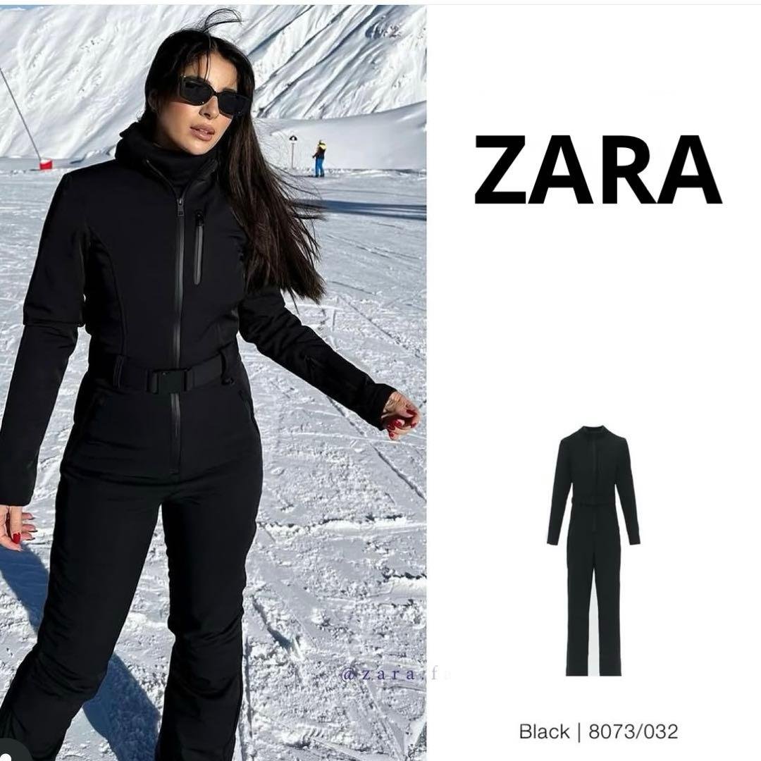 ZARA スキーウェア　SKI COLLECTION 黒　XS 新しい ZARA SKI スキーウェア コレクション (2024): 白いゲレンデを